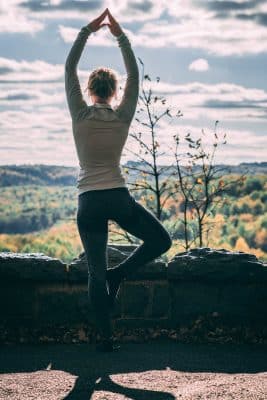 Woman doing yoga.
