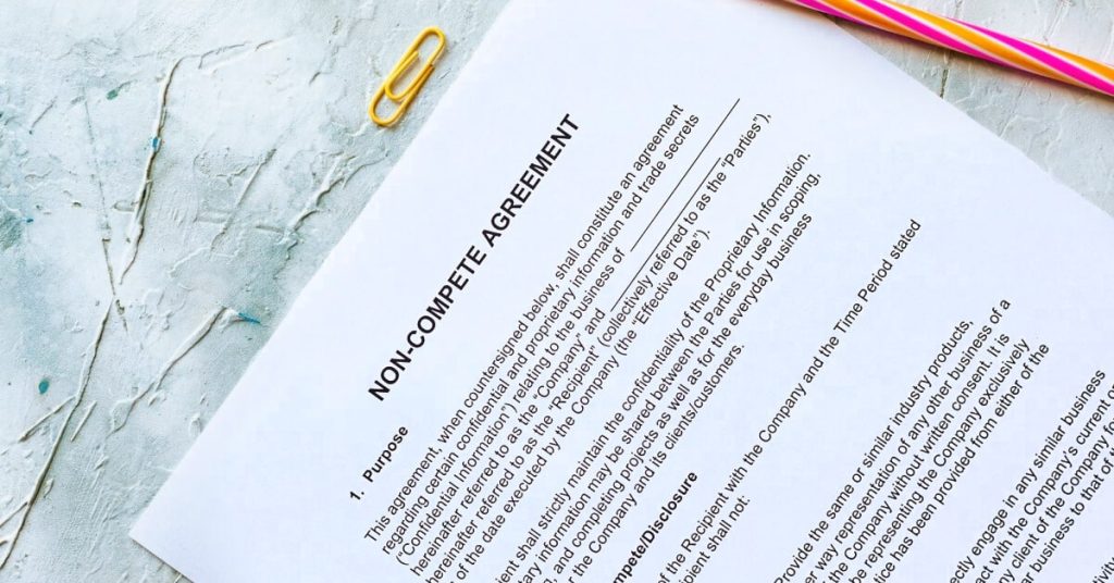 Non-Compete Agreement laying on a table.