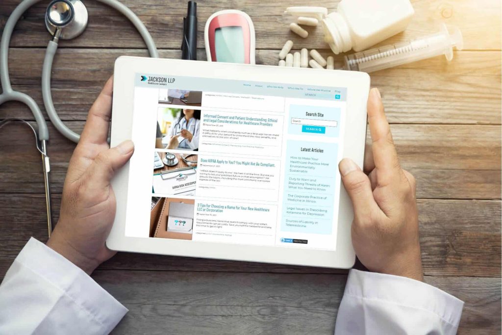 JacksonLLP website on a Tablet