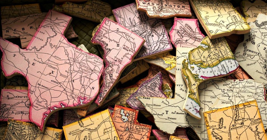 State-shaped puzzle pieces.