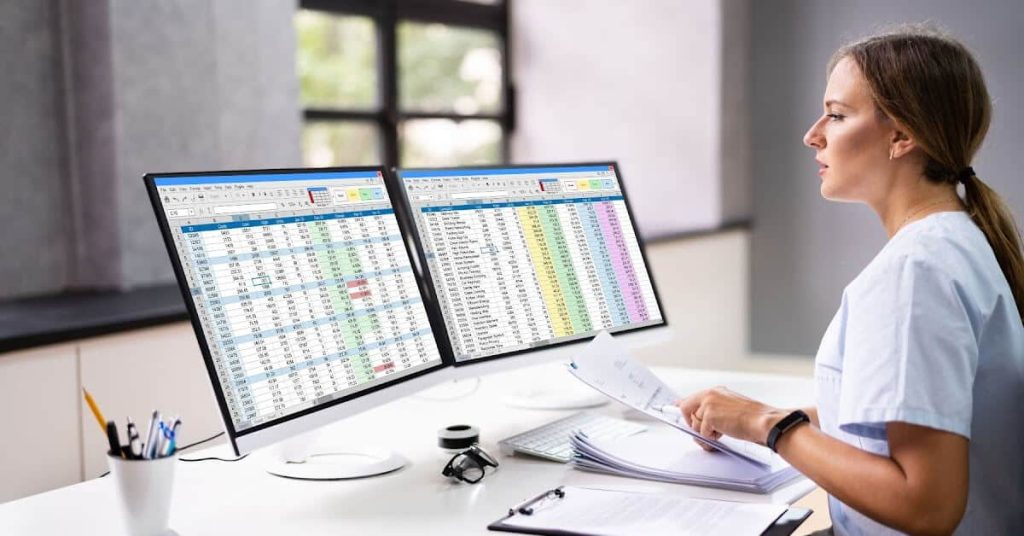 Woman doing medical coding