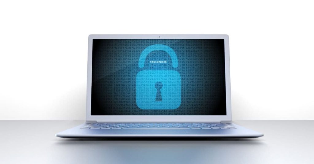 laptop screen with security graphic