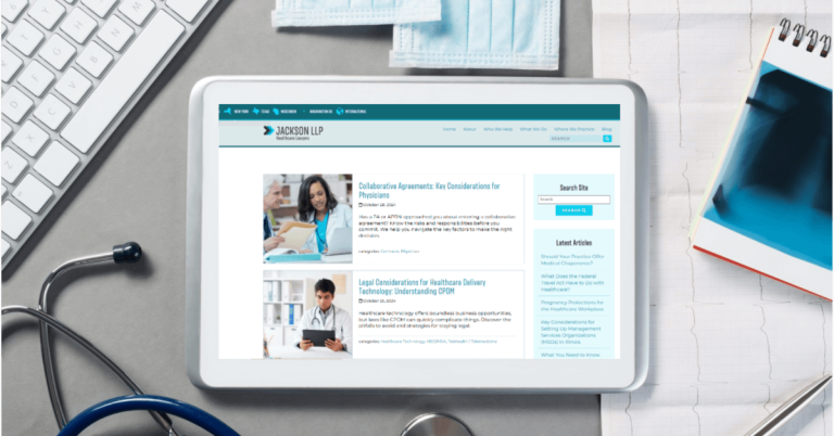 Tablet showing Jackson LLP blogs