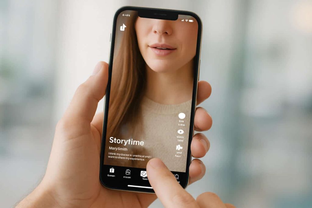 mobile phone showing social media story